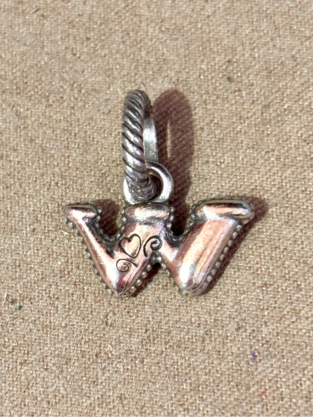 🆕 Brighton Alphabet Collection charm Letter “w” Silver & gold initial Retired